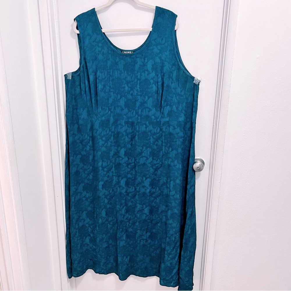 Vintage Plus Size "More Jazz" Teal Rayon Boho Sundress